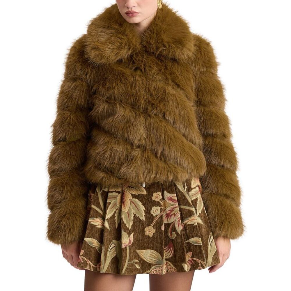 Avec Les Filles Womens Cropped Diagonal Paneled Jacket - Picture 3 of 4